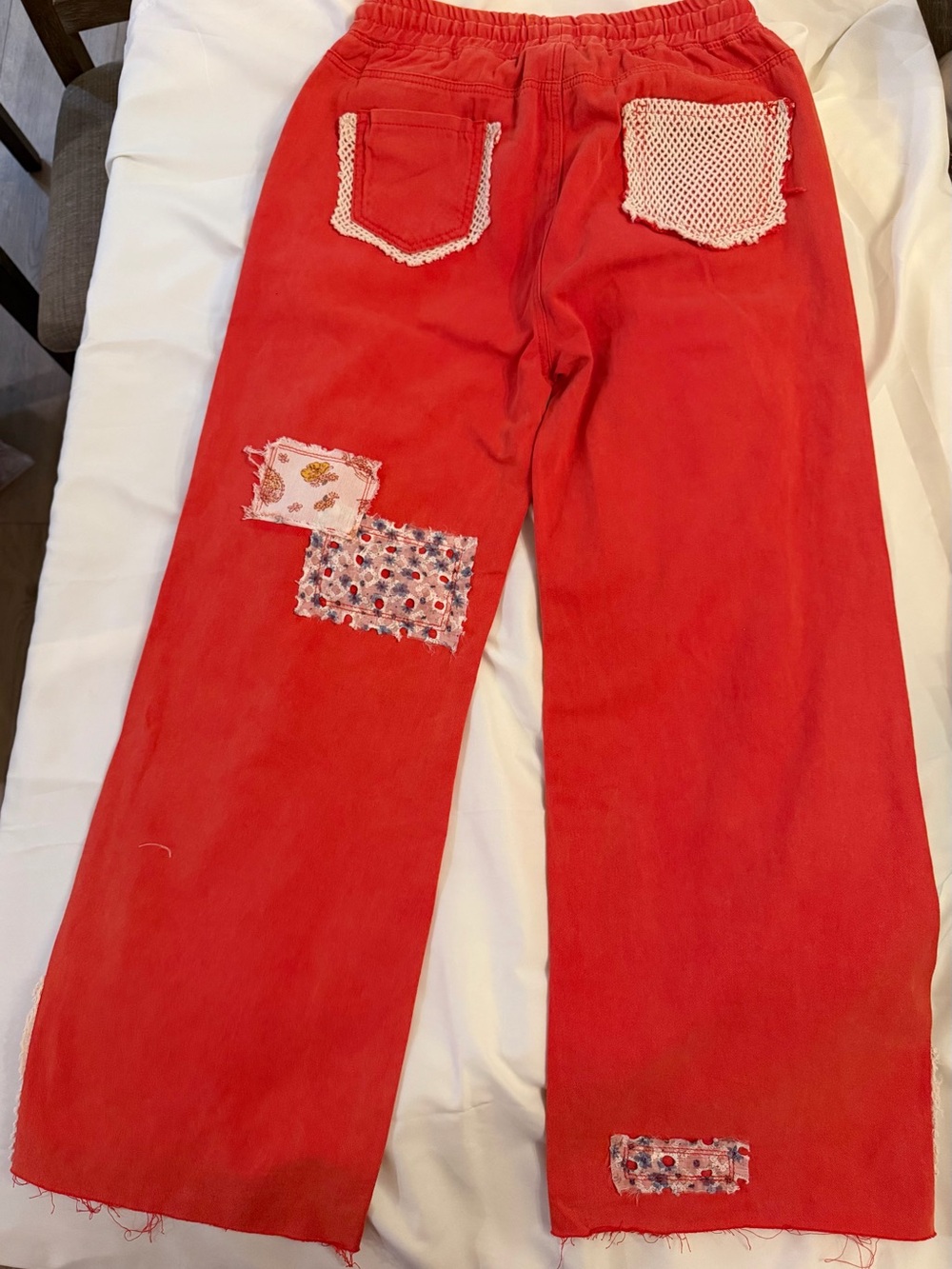 POL women’s Red Patchwork Jogger Pants - Picture 2 of 3